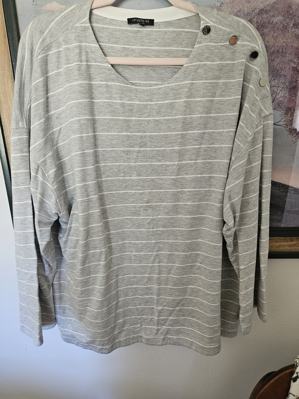 Lafayette 148 Harmon Mulberry Striped Top XXl